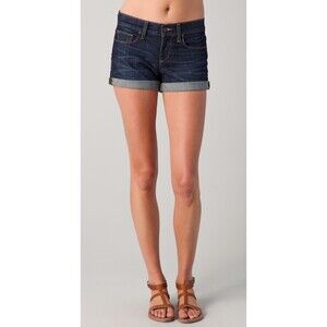 Joes Jeans Women Denim Shorts 24 Marisela Cuffed Low Rise Stretch Dark Blue Wash